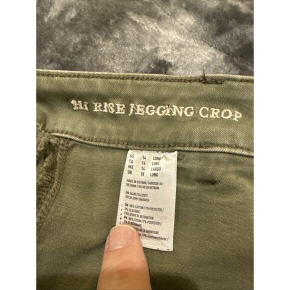 American Eagle Jeans Womens 14 LONG Green Denim Pants High Rise Jegging - Picture 8 of 14